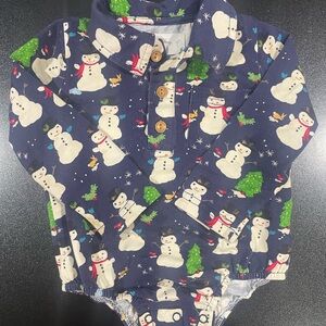 Snowman Holiday Printed LS Onesie 12 mo. ☃️ 🌲